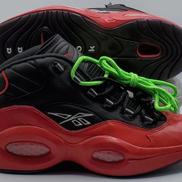 Reebok Question Mid Iverson Men's Size 9.5 W/Laces Black/Red G57551 New - Picture 3 of 9